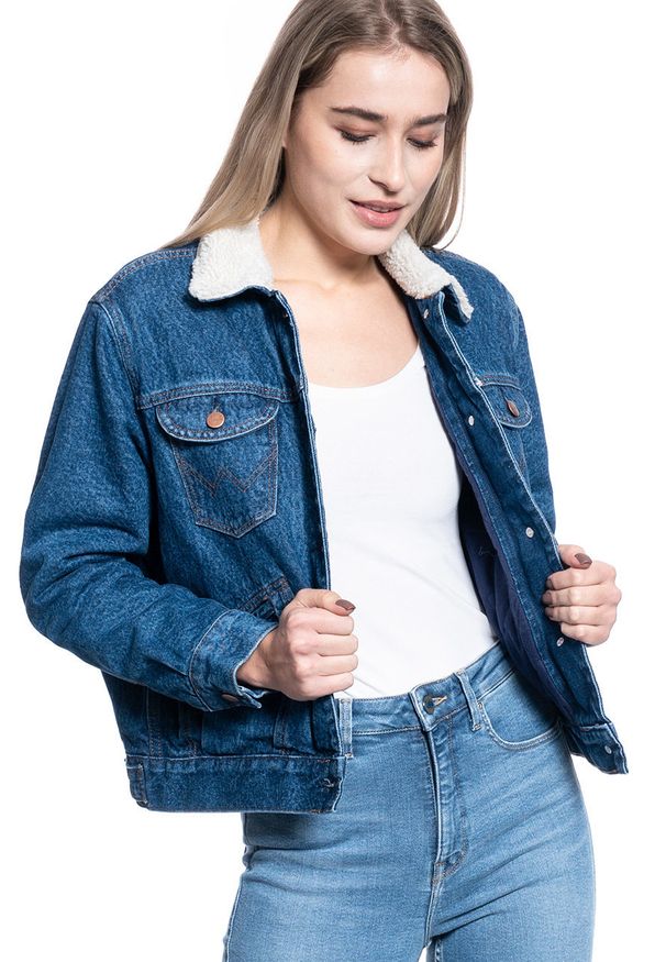 Wrangler - KURTKA DAMSKA WRANGLER SHERPA FRIENDS JACKE PEBBLE SAND W432MCX2A 112128837