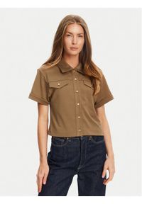 TOMMY HILFIGER - Tommy Hilfiger Koszula Gold Button WW0WW44626 Brązowy Regular Fit. Kolor: brązowy. Materiał: bawełna #1