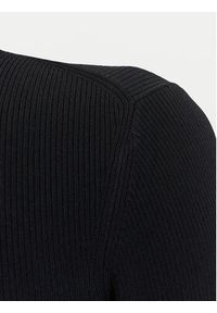 Karl Lagerfeld - KARL LAGERFELD Sweter A3W18025 Czarny Slim Fit. Typ kołnierza: dekolt w karo. Kolor: czarny. Materiał: syntetyk, wiskoza #4