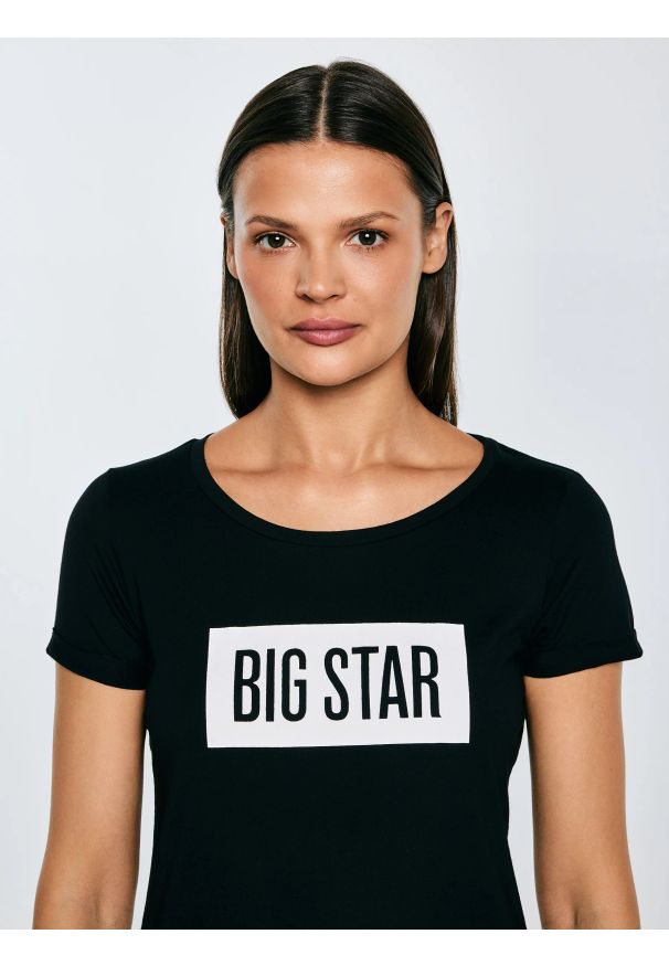 Big-Star - Koszulka damska z nadrukiem czarna Oneidasa 906. Kolor: czarny. Materiał: jeans. Wzór: nadruk. Styl: sportowy, klasyczny