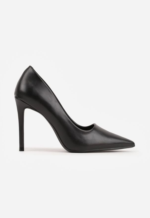 Renee - Czarne Minimalistyczne Szpilki VICES o Klasycznym Fasonie Saphosa. Kolor: czarny. Materiał: satyna. Obcas: na szpilce. Styl: klasyczny. Wysokość obcasa: średni