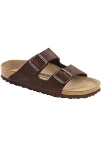 Klapki unisex Birkenstock Arizona. Okazja: na co dzień. Kolor: brązowy. Materiał: skóra, syntetyk, materiał