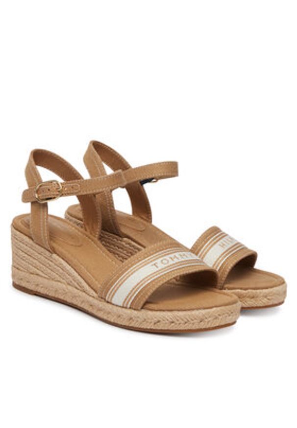 TOMMY HILFIGER - Tommy Hilfiger Espadryle Mid Wedge Espad Webbing FW0FW09230 Beżowy. Kolor: beżowy. Materiał: materiał