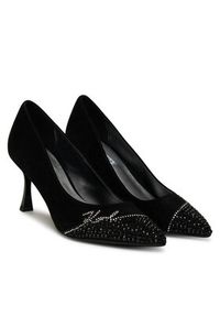 Karl Lagerfeld - KARL LAGERFELD Czółenka Sienna Signature Pump KL32712 Czarny. Kolor: czarny. Materiał: zamsz, skóra #6