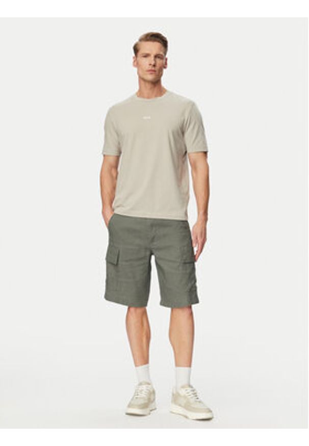 BOSS Szorty materiałowe Sisla 50559366 Szary Relaxed Fit. Kolor: szary. Materiał: len