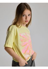 Reserved - Bawełniany t-shirt z nadrukiem - jasnożółty. Kolor: żółty. Materiał: bawełna. Wzór: nadruk #1