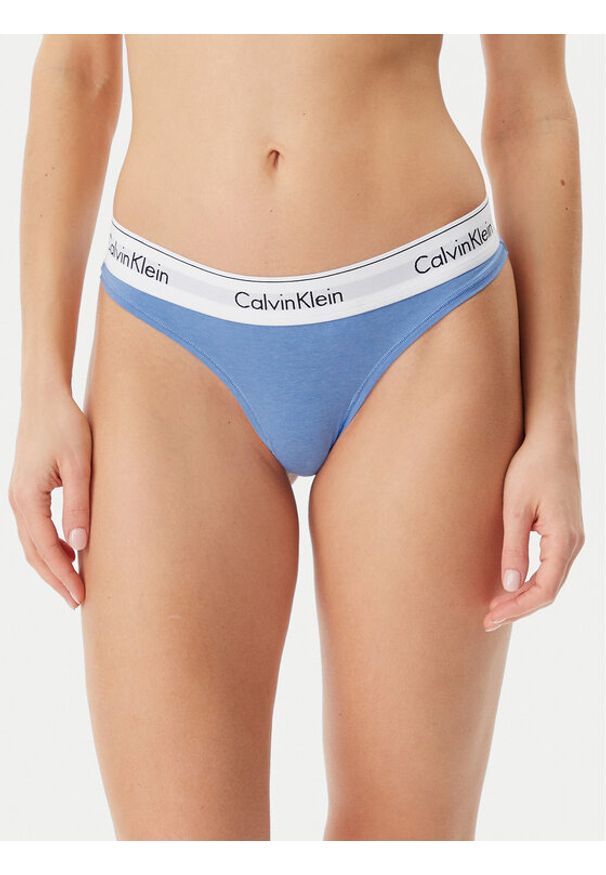 Calvin Klein Underwear Stringi 0000F3786E Niebieski. Kolor: niebieski. Materiał: bawełna