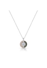 W.KRUK - Naszyjnik srebrny kółko z masą perłową. Materiał: srebrne. Kolor: biały, srebrny, wielokolorowy. Wzór: aplikacja. Kamień szlachetny: cyrkonia, agat #1