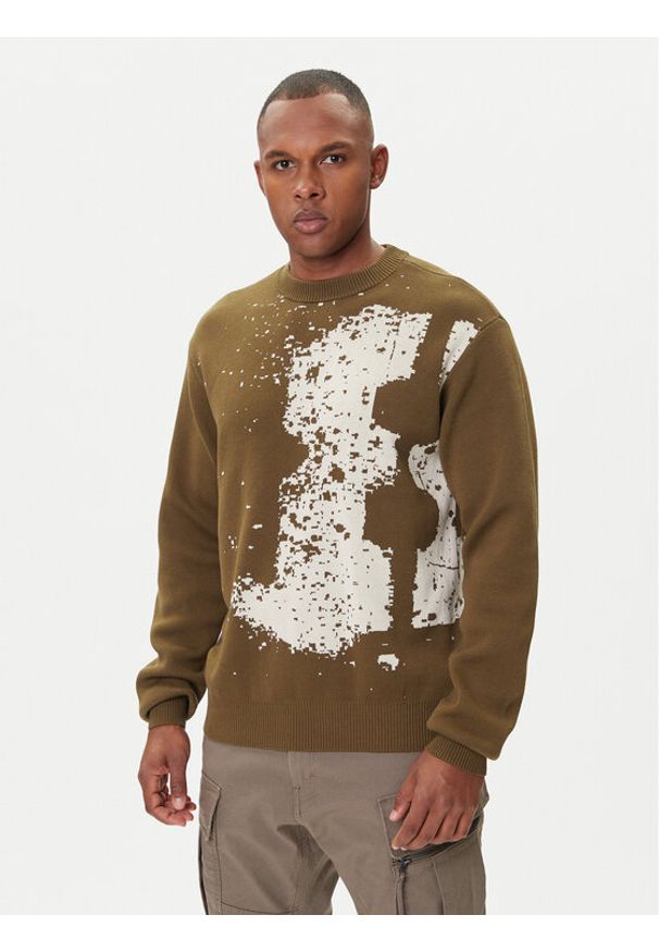 G-Star RAW - G-Star Raw Sweter Sprayed 89 D27772-D488 Zielony Relaxed Fit. Kolor: zielony. Materiał: bawełna