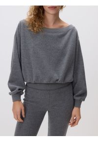 Reserved - Bluza z odkrytymi ramionami - ciemnoszary. Kolor: szary. Materiał: dzianina, bawełna #1