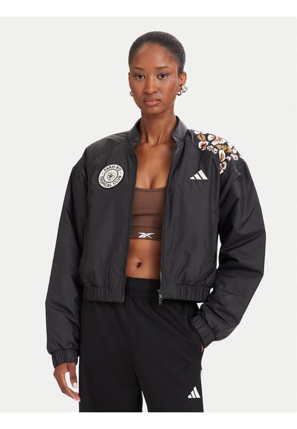 Adidas - adidas Kurtka bomber X Farm Rio KR0282 Czarny Regular Fit. Kolor: czarny. Materiał: syntetyk