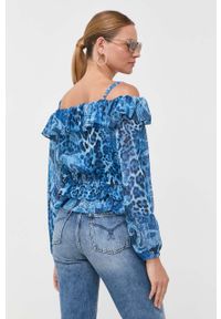 Guess bluzka damska kolor niebieski wzorzysta. Okazja: na co dzień. Typ kołnierza: dekolt hiszpanka. Kolor: niebieski. Materiał: tkanina. Długość rękawa: na ramiączkach. Styl: casual #3