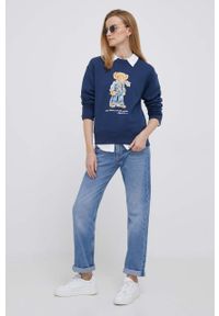 Polo Ralph Lauren bluza damska kolor granatowy z nadrukiem. Typ kołnierza: polo. Kolor: niebieski. Wzór: nadruk. Styl: klasyczny #5