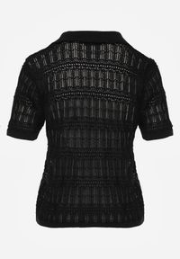 Born2be - Czarna Szydełkowa Bluzka z Wiskozy z Guzikami i Kołnierzykiem Calime. Okazja: na co dzień. Kolor: czarny. Materiał: wiskoza. Styl: casual, klasyczny #8