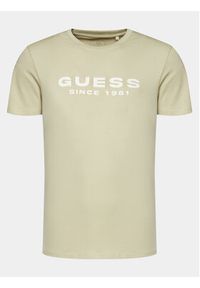Guess T-Shirt M4GI61 J1314 Beżowy Slim Fit. Kolor: beżowy. Materiał: bawełna