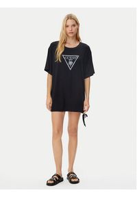 Guess T-Shirt E4GI00 K68D2 Czarny Regular Fit. Kolor: czarny. Materiał: wiskoza