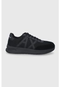 Armani Exchange buty kolor czarny. Nosek buta: okrągły. Zapięcie: sznurówki. Kolor: czarny. Materiał: guma