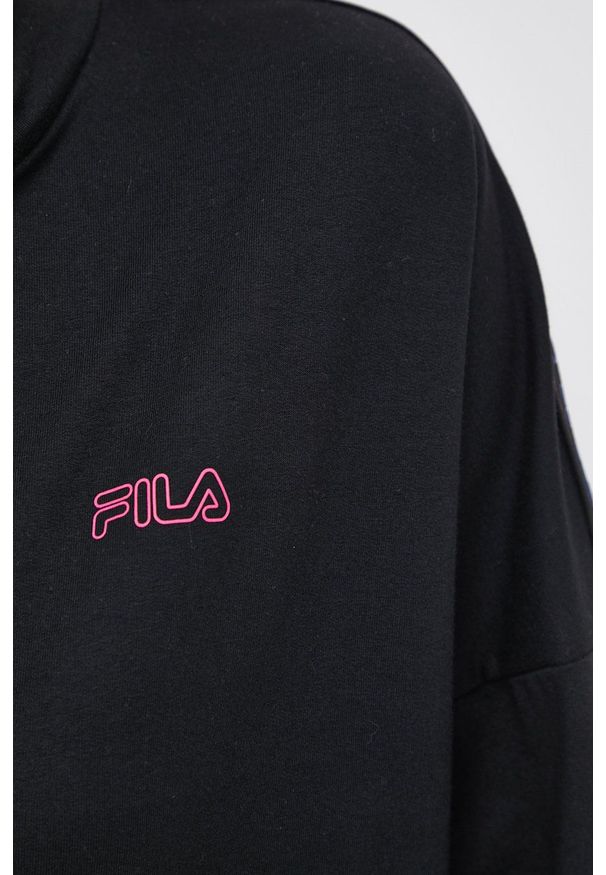 Fila - Bluza. Kolor: czarny. Materiał: tkanina. Długość: krótkie