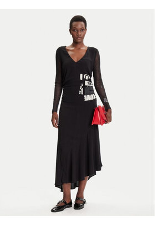 Desigual Sukienka codzienna Posinew 25WWVW26 Czarny Slim Fit. Okazja: na co dzień. Kolor: czarny. Materiał: wiskoza. Typ sukienki: proste. Styl: casual