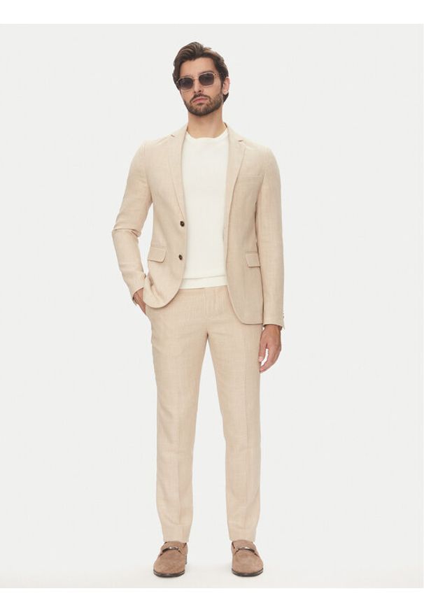 Lindbergh Garnitur 30-606060 Beżowy Slim Fit. Kolor: beżowy. Materiał: syntetyk
