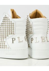 Philipp Plein - PHILIPP PLEIN - Białe sneakersy za kostkę Hi-Top. Wysokość cholewki: za kostkę. Zapięcie: sznurówki. Kolor: biały. Materiał: dresówka, guma. Szerokość cholewki: normalna. Wzór: aplikacja #4