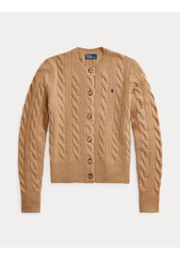 Polo Ralph Lauren Kardigan 211910443001 Beżowy Regular Fit. Typ kołnierza: polo. Kolor: beżowy. Materiał: wełna