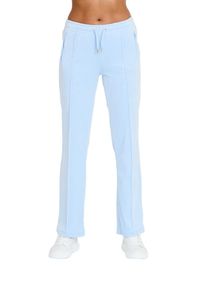Juicy Couture - JUICY COUTURE Błękitne spodnie Tina Track Pants. Kolor: niebieski. Materiał: dresówka #6