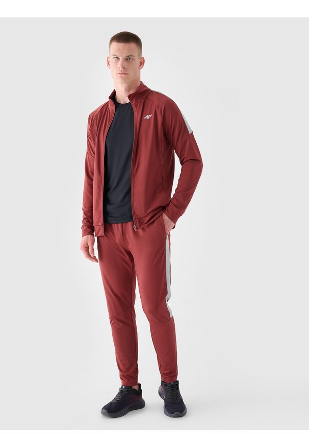 4f - 4F Spodnie treningowe szybkoschnące męskie - czerwone XL. Kolor: czerwony. Materiał: materiał, włókno, syntetyk, elastan. Wzór: jednolity. Sport: fitness