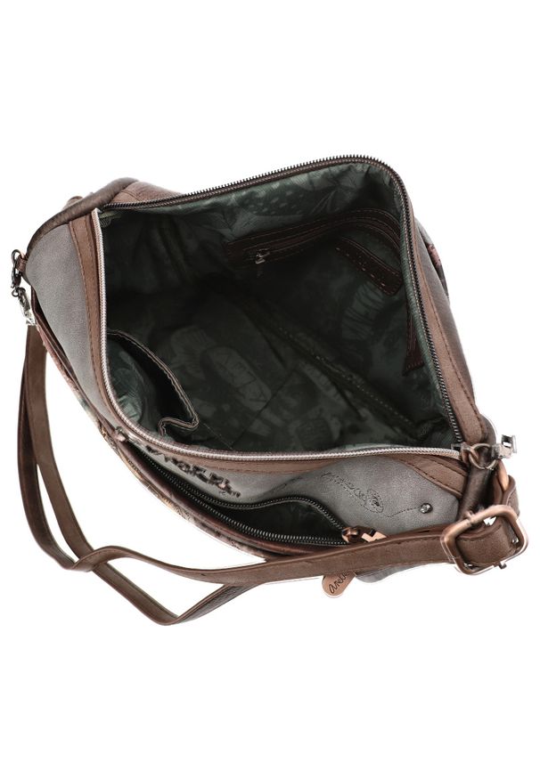 Brązowa Torebka Anekke Elegancka Listonoszka Damska Na Ramię. Kolor: brązowy. Wzór: aplikacja. Materiał: zdobione. Styl: elegancki. Rodzaj torebki: na ramię