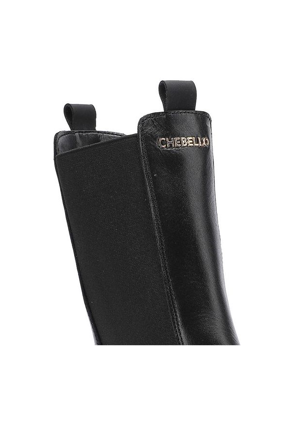 CheBello - Czarne Botki Chebello Damskie Stylowe Obuwie. Okazja: na co dzień. Kolor: czarny. Materiał: skóra. Szerokość cholewki: normalna. Styl: elegancki