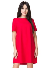 Tessita - Czerwona Sukienka o Kształcie litery A. Kolor: czerwony. Materiał: poliester, elastan #1