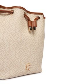 TOMMY HILFIGER - Tommy Hilfiger Torebka Th Monoplay Bucket Le AW0AW18847 Beżowy. Kolor: beżowy. Materiał: skórzane #3