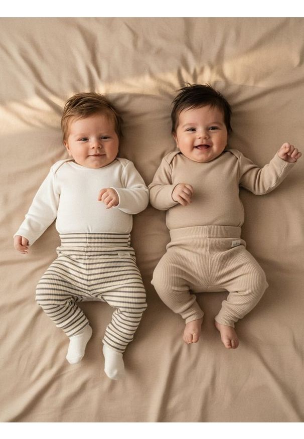 Sinsay - Prążkowane legginsy 2 pack - kremowy. Kolor: kremowy. Materiał: prążkowany