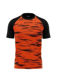 Sportowa Koszulka Givova Pixel 2XS Pomarańczowo-Czarna Unisex. Kolor: czarny, pomarańczowy, wielokolorowy. Materiał: poliester. Sport: piłka nożna