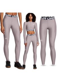 Legginsy sportowe damskie Under Armour getry szybkoschnące treningowe. Kolor: wielokolorowy, szary