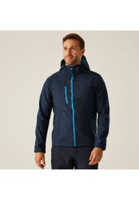 Regatta - Softshell roboczy męski Venturer z kapturem. Typ kołnierza: kaptur. Kolor: niebieski. Materiał: softshell. Sezon: zima. Sport: turystyka piesza #1