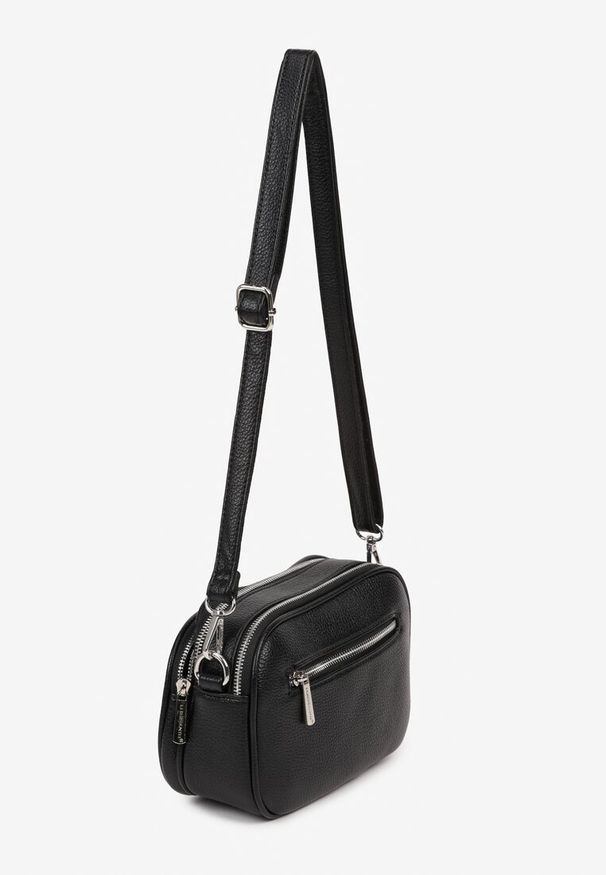 Born2be - Czarna Torebka Dwukomorowa o Fasonie Małej Listonoszki Divillia. Kolor: czarny. Styl: klasyczny, elegancki, casual