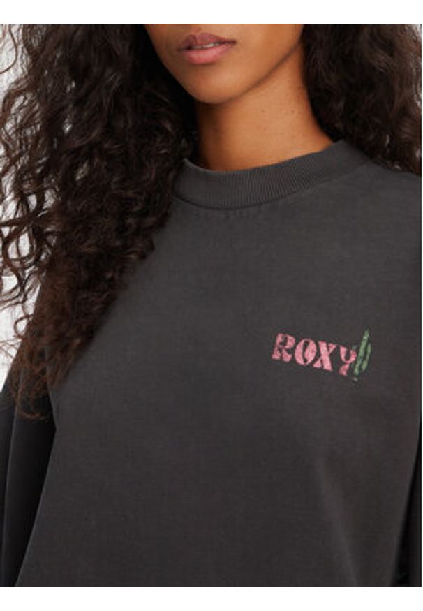 Roxy Bluza ERJFT04997 Czarny Relaxed Fit. Kolor: czarny. Materiał: bawełna