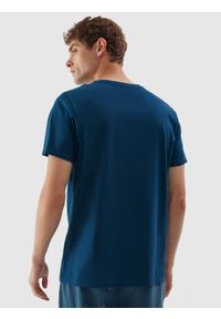 4f - T-shirt regular gładki męski. Kolor: niebieski. Materiał: bawełna. Wzór: gładki
