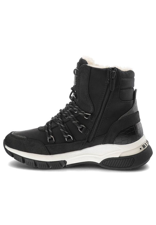 Czarne Śniegowce Mustang Ocieplane Buty Damskie. Kolor: czarny. Materiał: futro, skóra ekologiczna. Sezon: zima. Styl: elegancki