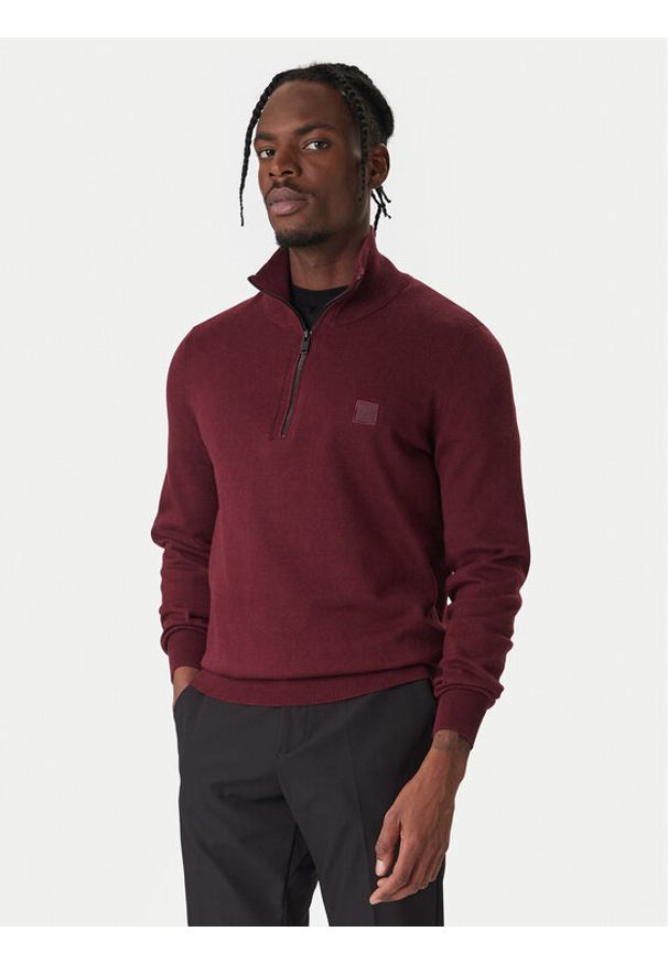 BOSS Sweter Kanobix 50527585 Czerwony Regular Fit. Kolor: czerwony. Materiał: bawełna