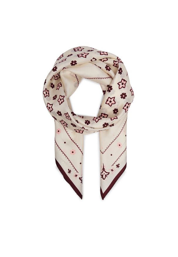 Chusta jedwabna Coach. Kolor: kremowy. Materiał: jedwab