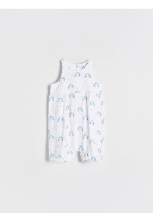 Reserved - Bawełniany kombinezon - biały. Kolor: biały. Materiał: bawełna