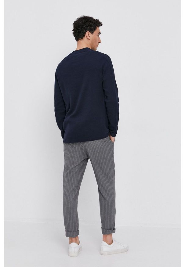 Scotch & Soda - Longsleeve. Kolor: niebieski. Materiał: dzianina. Długość rękawa: długi rękaw