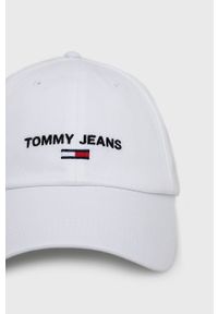 Tommy Jeans czapka bawełniana AM0AM09575.9BYY kolor biały z aplikacją. Kolor: biały. Materiał: bawełna. Wzór: aplikacja #3