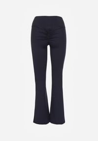 Renee - Granatowe Legginsy Dzwony High Waist Orruvana. Okazja: na spacer. Stan: podwyższony. Kolor: niebieski. Długość: krótkie. Styl: sportowy #7