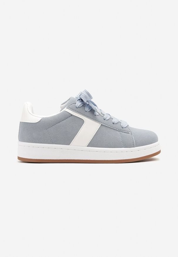 Renee - Jasnoniebieskie Sneakersy z Geometrycznym Motywem Taniffia. Okazja: na co dzień, na spacer. Zapięcie: sznurówki. Kolor: niebieski. Materiał: jeans. Wzór: geometria. Obcas: na płaskiej podeszwie. Sport: turystyka piesza