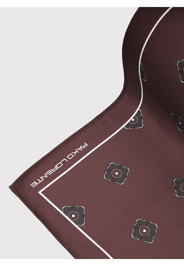 Pako Lorente - PAKO LORENTE – Wzorzysta brązowa poszetka męska. Kolor: brązowy. Materiał: poliester