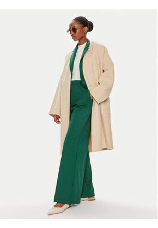 Weekend Max Mara Płaszcz wełniany Eris 2425016011 Beżowy Oversize. Kolor: beżowy. Materiał: wełna