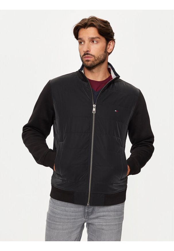 TOMMY HILFIGER - Tommy Hilfiger Bluza MW0MW35543 Czarny Regular Fit. Kolor: czarny. Materiał: syntetyk, bawełna
